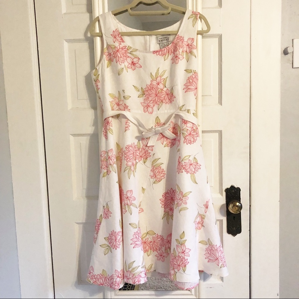 Adrianna Papell White/Pink Floral Sleeveless Dress